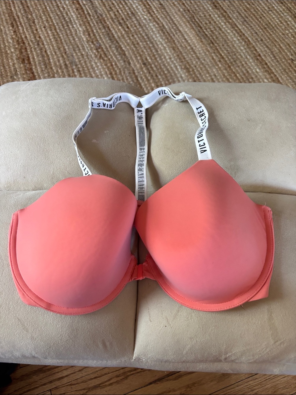 Victoria's Secret Coral Halter Pink Padded Bra with Branded Straps